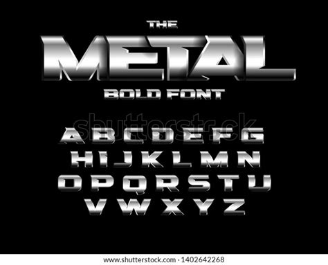 Weightlifting Metallic Style Font Set Metal Stock Vector Royalty Free