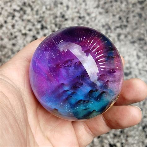 Galaxy Resin Paperweight Resin And Wood Hybrid Sphere Resin Etsy