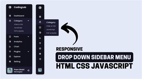 Dropdown Sidebar Menu Using Html Css And Javascript