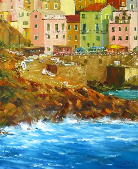 Cinque Terre Painting Manarola Painting Large Italy Art Italy Etsy