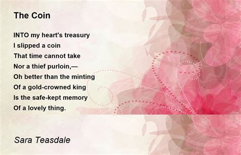 The Coin Poem By Sara Teasdale Poem Hunter Comments