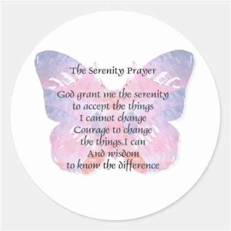 Serenity Prayer Butterfly Stickers Zazzle