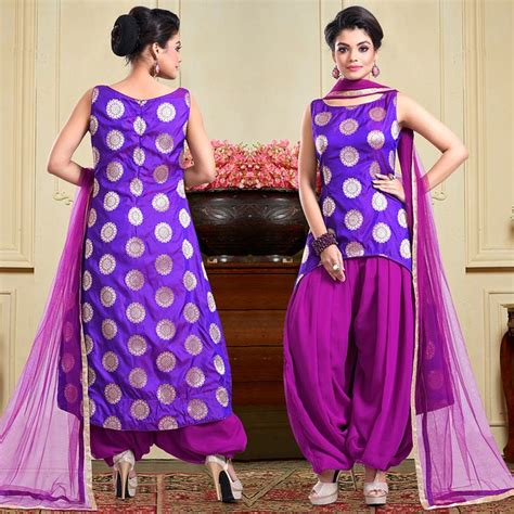 Violet Art Silk Patiyala Suit Anarkali Saree Patiyala Dress Punjabi Fashion Patiala Salwar