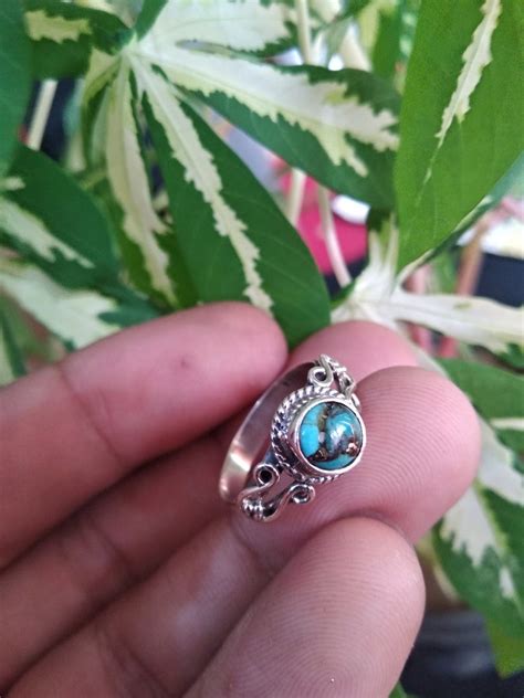 Blue Copper Turquoise Ring Sterling Silver Trending Ring Etsy India