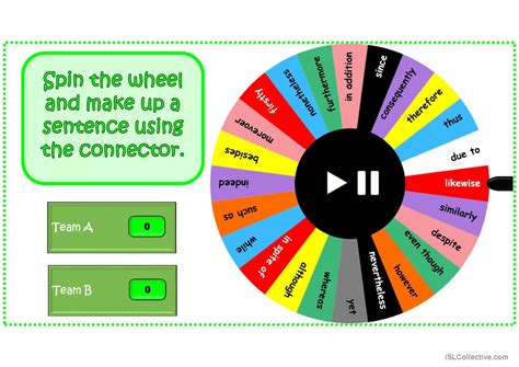 Connectors Spinning Wheel Wit English Esl Powerpoints