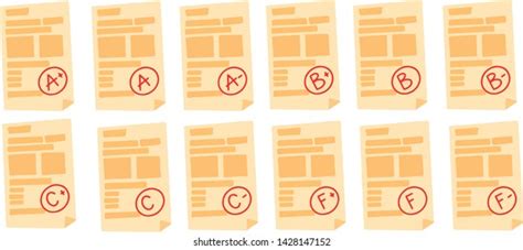 Set Exams Different Grades Stock Vector Royalty Free 1428147152