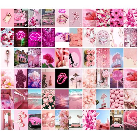 buy 60pcs pink wall collage kit aesthetic pictures collage print kit warm color room decor for