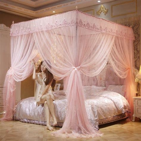 Luxury Princess Square Mosquito Mesh Net King Size Bed Canopy Hanging Curtain Netting Square