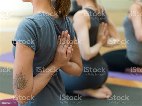 Women Practicing Yoga Reverse Prayer Pose Stock Photo Download Image