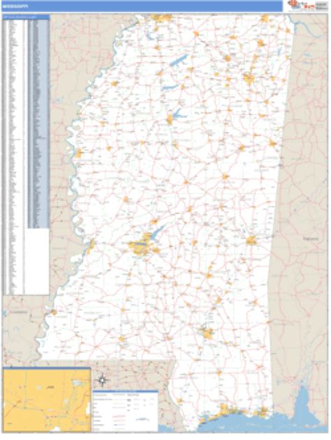 Mississippi Zip Code Wall Map