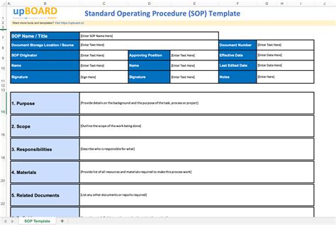 Standard Operating Procedure Template Sop Template St