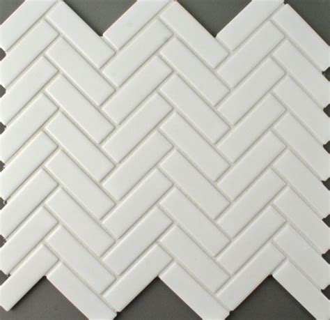 Matt White Herringbone Mosaic Tile 270×317mm The Tile Guys