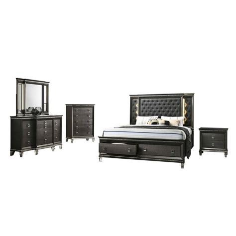 Best Quality Furniture Bellagio 5 Piece Metallic Gray California King
