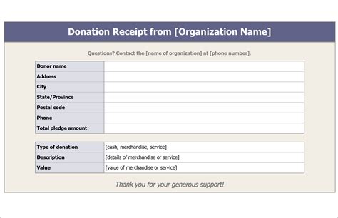Donation Receipt Template Word For Your Needs