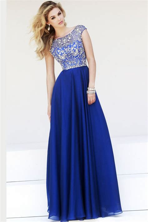 Vestidos Largos Elegantes Azul Rey Descuento Online