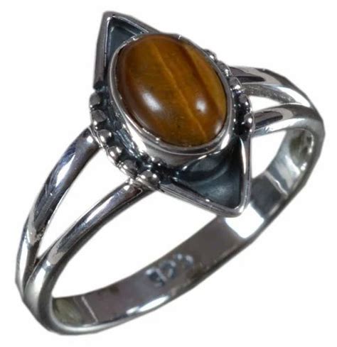 925 Solid Sterling Silver Ring Natural Tiger S Eye Gemstone At Rs 350