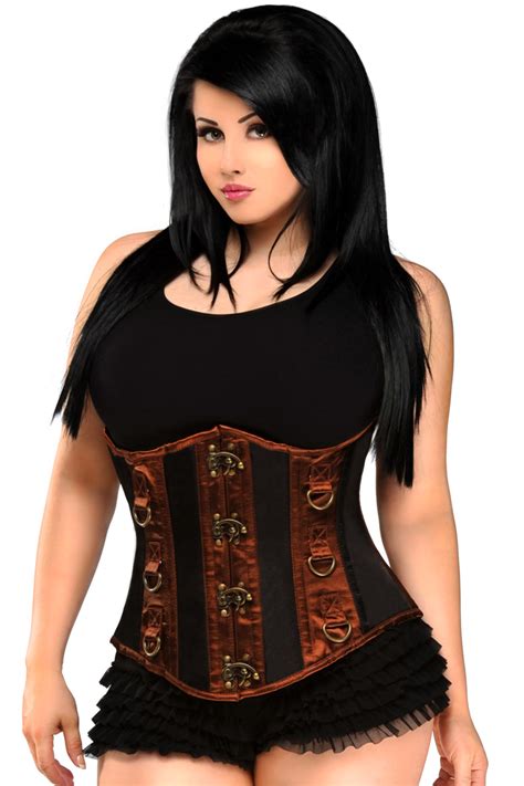 Daisy Corsets Td 041 Black And Brown Steel Boned Underbust Corset