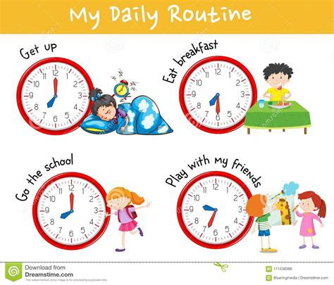 The Daily Routine Cartoon Vector 79738603