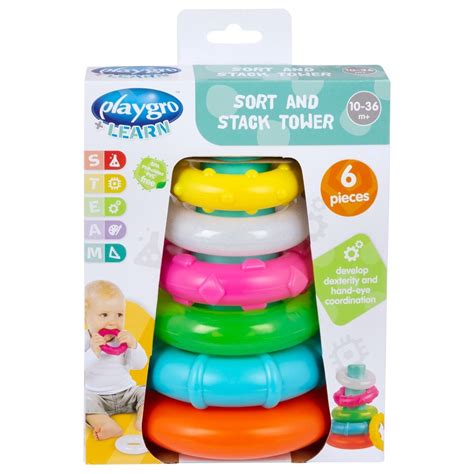 Playgro Sort And Stack Tower Interactive Toys Baby Bunting Au