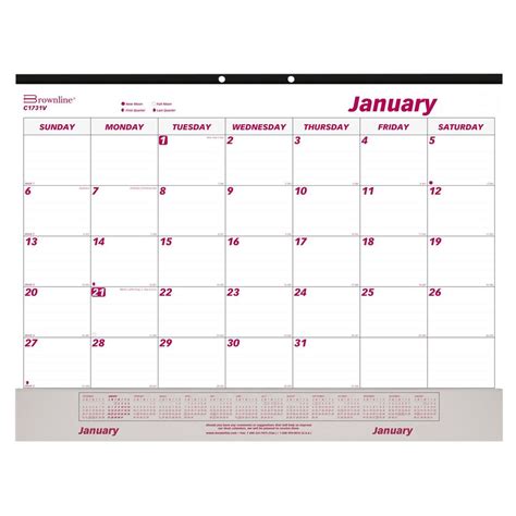 Please note that our 2021 calendar pages are for your personal use only we also have a 2021 two page calendar template for you! Rediform C1731V Brownline 22" x 17" White / Burgundy ...