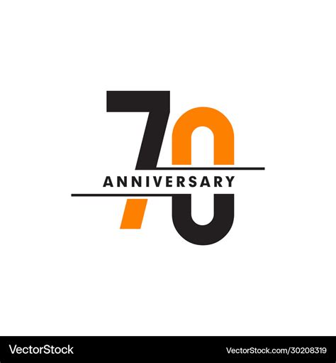 70th Celebrating Anniversary Emblem Logo Design Vector Image