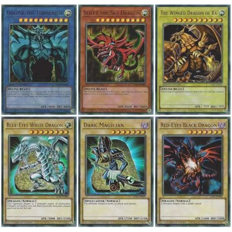 Yugioh Ultra Rare Set Egyptian God Cards Blue Eyes Dark Magician