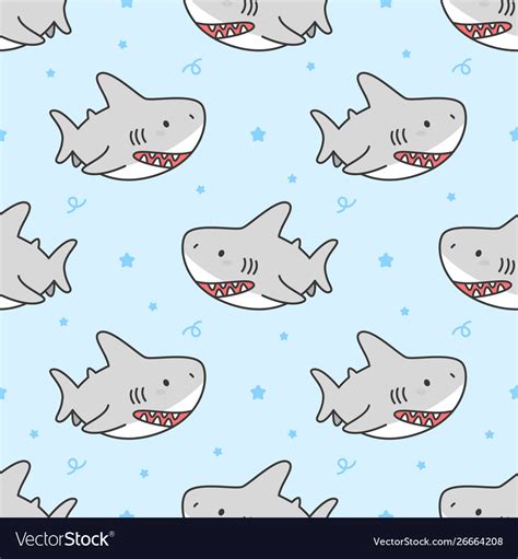 Cute Shark Seamless Pattern Background Royalty Free Vector