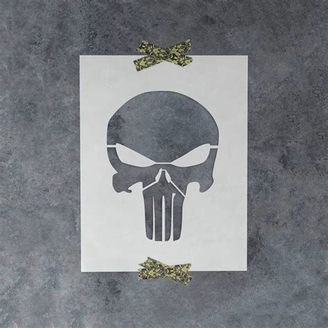 Punisher Skull Stencil Reusable Skull Stencils Skull Etsy Skull