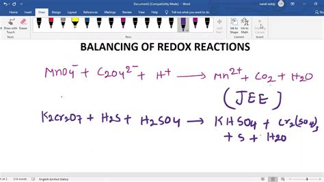 Balancing Of Redox Reactions By Oxidation Number Method 1 Youtube
