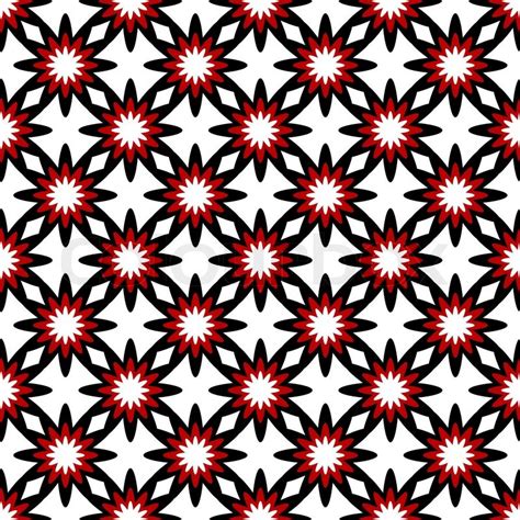 White And Black Red Seamless Floral Patternvector