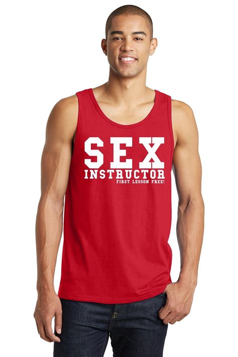 Mens Sex Instructor First Lesson Free Tank Top Party College Rude Shirt Ebay