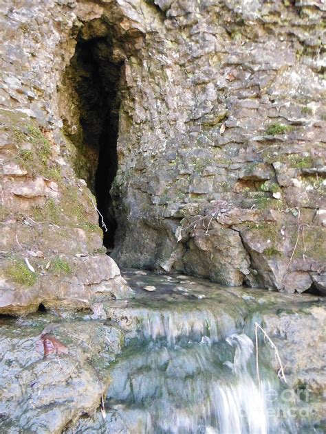 Cave Entrance And Mossy Waterfall At Indian Run 1 Photograph By Paddy