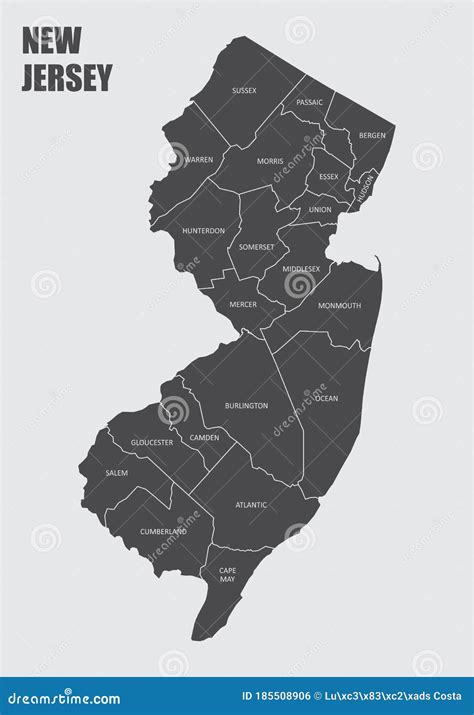 New Jersey County Map Stock Illustration Illustration Of Background