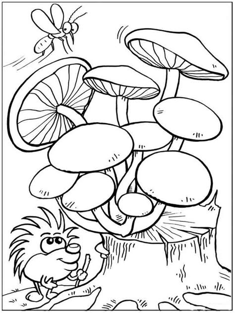 Mushrooms Coloring Pages Printable Games Sketch Coloring Page