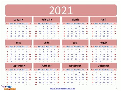 Free Powerpoint Calendar Template 2021 Printable Templates