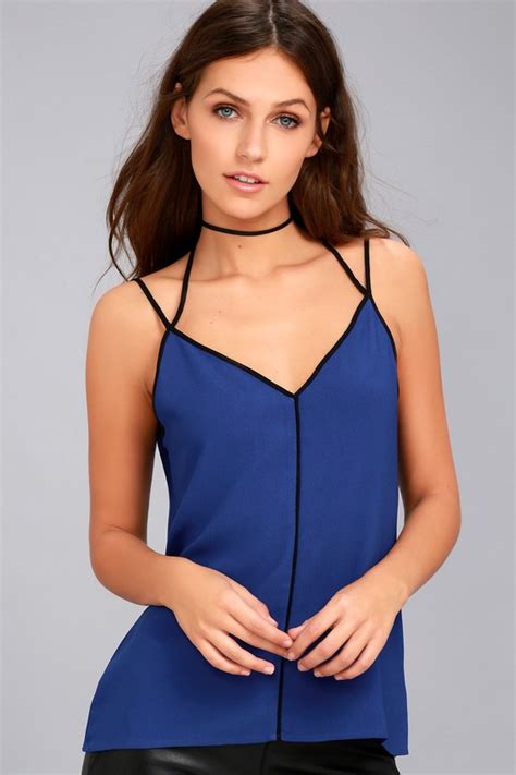 Chic Black And Royal Blue Tank Top Sleeveless Top Lulus