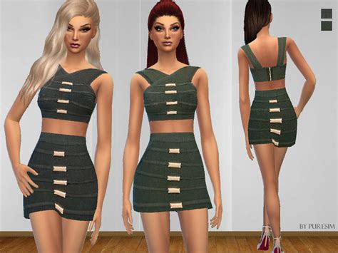 The Sims Resource Two Piece Bandage Dress By Puresim Sims 4 Downloads