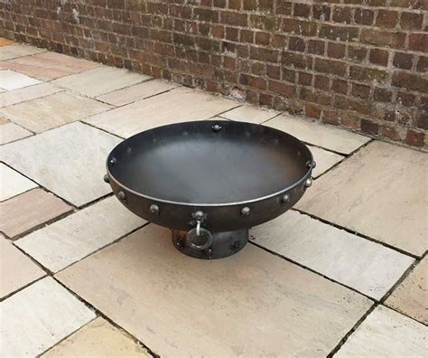 Large Fire Pit Bowl Rustic Solid Steel Dish Traditional Etsy