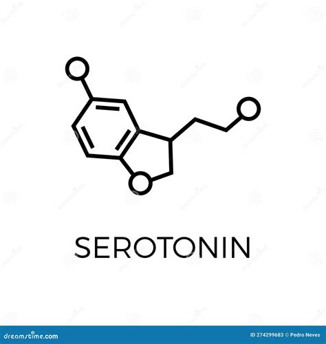 ícone De Linha Fina Vetorial Da Estrutura Molecular Da Serotonina Fórmula Química Ilustração Do