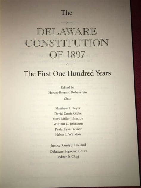 The Delaware Constitution Of 1897 The First One Hundred Years Ebay