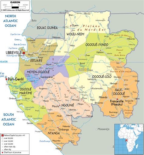 Detailed Political Map Of Gabon Ezilon Maps