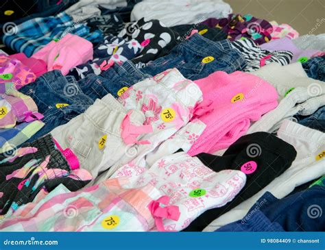 Clothing At Garage Sale Stock Image Image Of Bargain 98084409