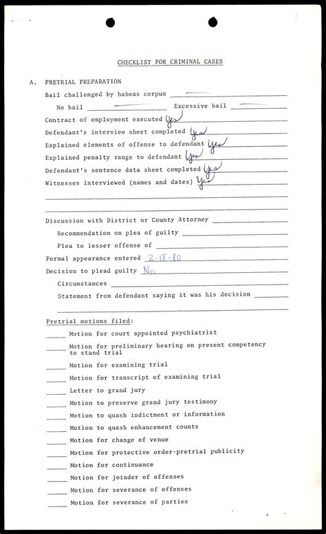 ['Checklist for Criminal Cases'] - UNT Digital Library
