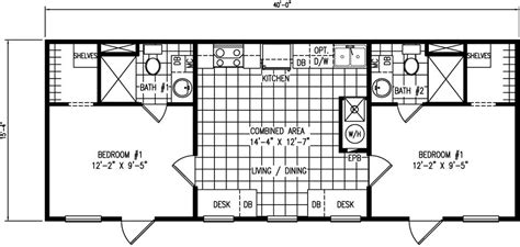 The Floor Plan For A Mobile Home With Two Bedroom And Living Quarters