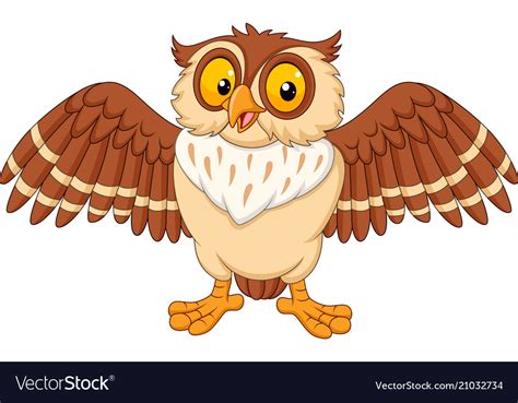 Cartoon Happy Owl Isolated On White Background Vector Image