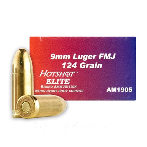 9mm 124 Grain Fmj Hotshot Elite 1000 Rounds Ammo