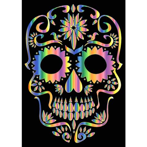 Psychedelic Sugar Skull Silhouette Free Svg