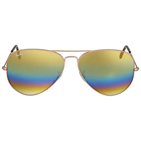 Ray Ban Aviator Gold Rainbow Flash Mens Sunglasses Rb3025 9020c4 62 8053672695069 Sunglasses