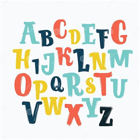 Vector Unique Lettering Font Hand Drawn Abc Kids Funny Children