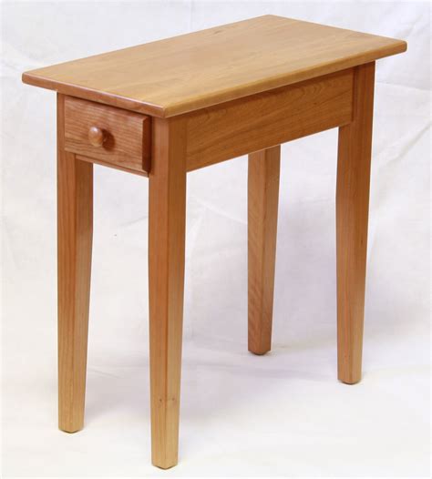 Narrow Cherry Shaker Chairside End Table With Drawer For Smaller Spaces